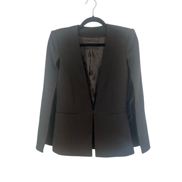 BCBGMAXAZRIA Upas Cape Blazer Jacket Black Formal Cocktail XXS - Picture 2 of 8